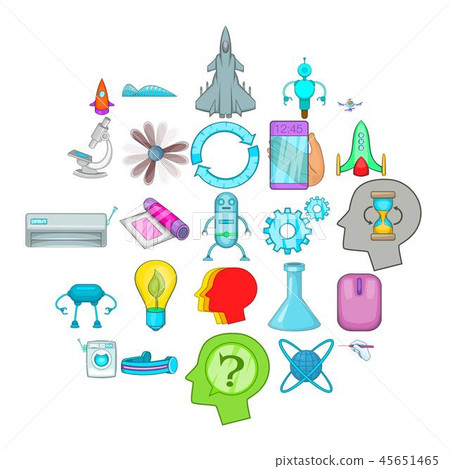 Space technology icons set, cartoon style Space technology icons set, cartoon style 45651465