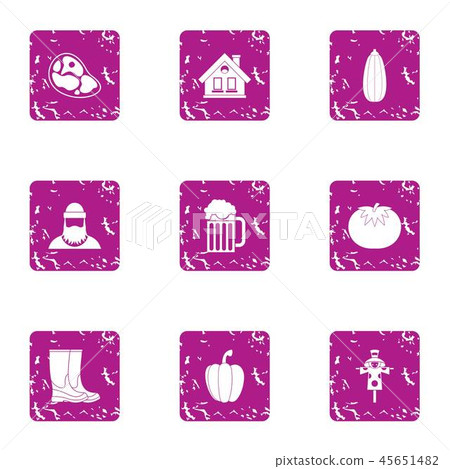 Wholesome food icons set, grunge style Wholesome food icons set, grunge style 45651482