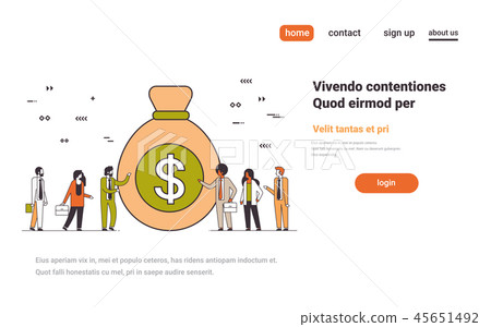 business team near money bag wealth growth... - Stock Illustration ...