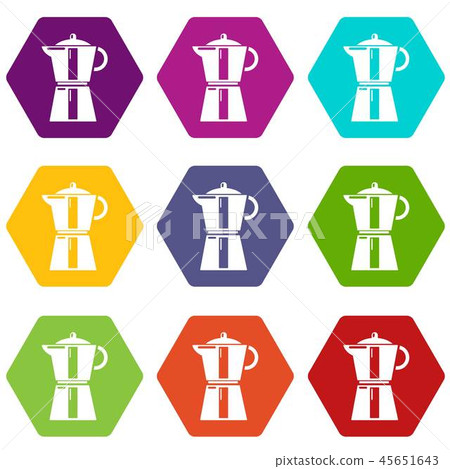 Kettle element icons set 9 vector 45651643