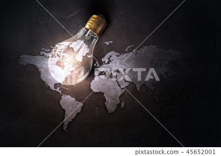 Light bulb on stone surface 45652001