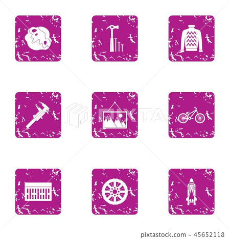 Patch icons set, grunge style 45652118