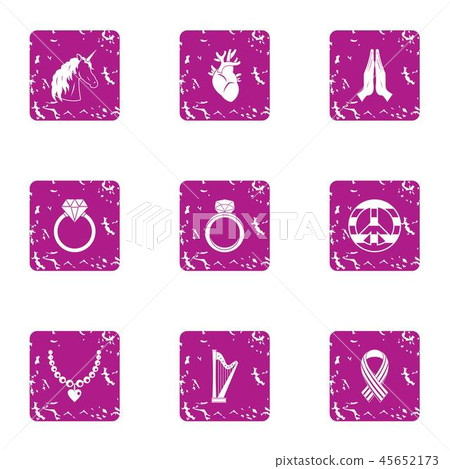 Magical tale icons set, grunge style 45652173