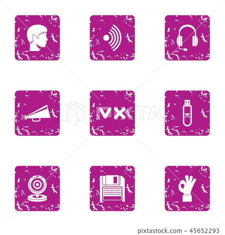 Overhear icons set, grunge style - Stock Illustration [45652293] - PIXTA