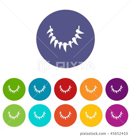 Tooth necklace icons set vector color 45652410