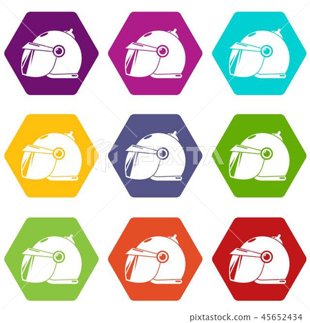 Motorcycle helmet scooter icons set 9 vector Motorcycle helmet scooter icons set 9 vector 45652434