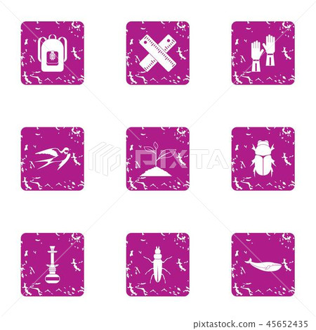 Botanist icons set, grunge style Botanist icons set, grunge style 45652435