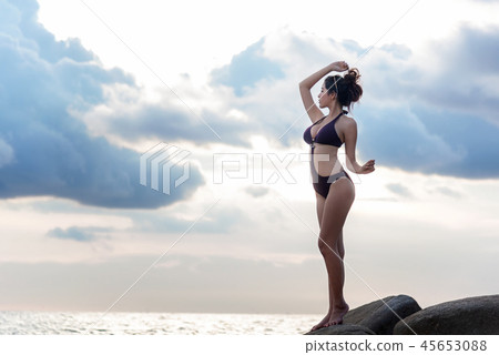 Summer day Trip. Asian lifestyle women relaxing,  45653088