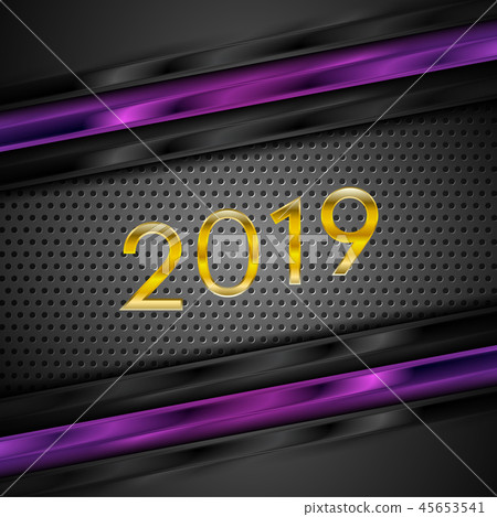 Golden 2019 New Year on perforated background Golden 2019 New Year on perforated background 45653541