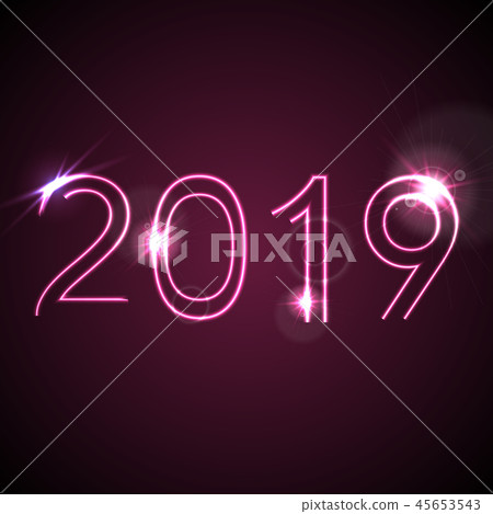 2019 glowing neon purple New Year background 2019 glowing neon purple New Year background 45653543