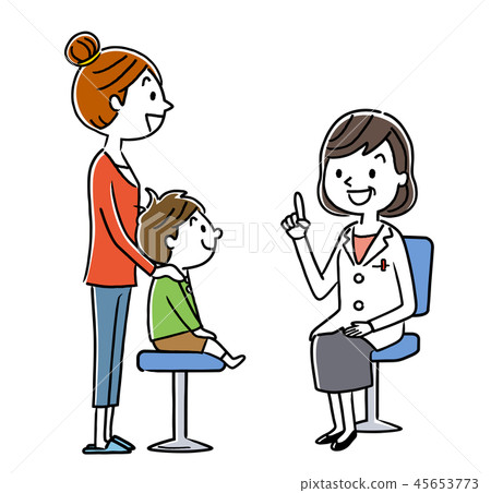 Medical examination: Female doctor and mother and boy 45653773