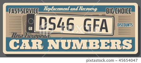 Car Number Plate Replacement Shop Retro Poster Stock Illustration 45654047 Pixta