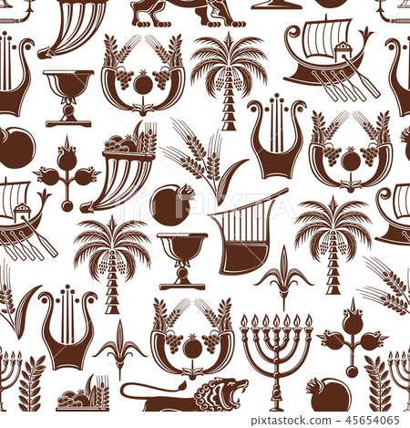 Israel Jewish culture seamless pattern Israel Jewish culture seamless pattern 45654065