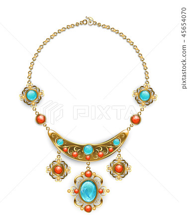 Necklace with blue gems 45654070