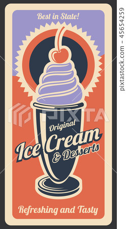 Ice cream dessert, retro vector poster 45654259