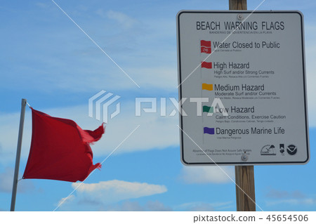 Beach warning signs and flags, Jacksonville Beach, Beach warning signs and flags, Jacksonville Beach, 45654506
