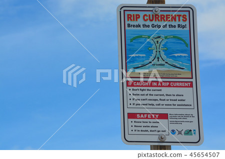 Beach warning signs and flags, Jacksonville Beach, Beach warning signs and flags, Jacksonville Beach, 45654507