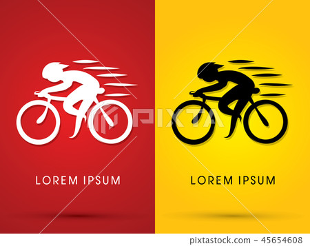 Cyclist, Bicycle on red and yellow background vect Cyclist, Bicycle on red and yellow background vect 45654608