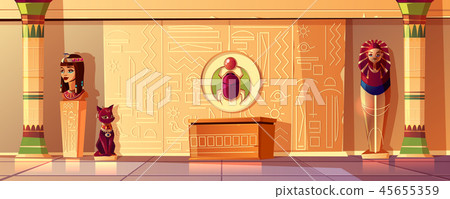 Vector Egyptian set - queen bust, pharaoh sarcophagus Vector Egyptian set - queen bust, pharaoh sarcophagus 45655359