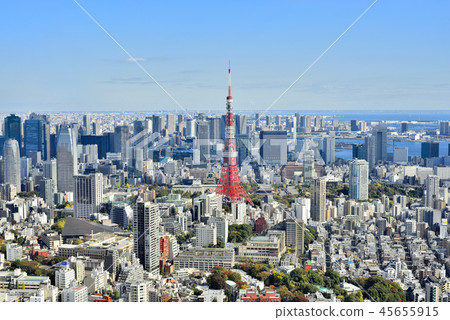 東京鐵塔和東京的街道 東京鐵塔和東京的街道 45655915