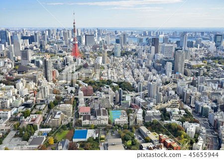 東京鐵塔和東京的街道 東京鐵塔和東京的街道 45655944