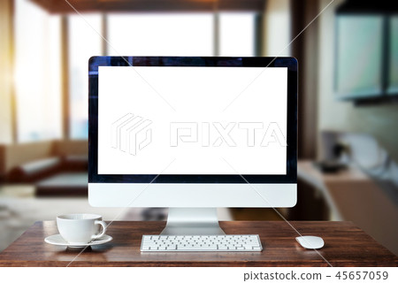 Front view workspace with computer, Front view workspace with computer, 45657059