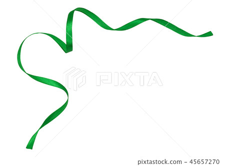 Curled green satin ribbon 45657270