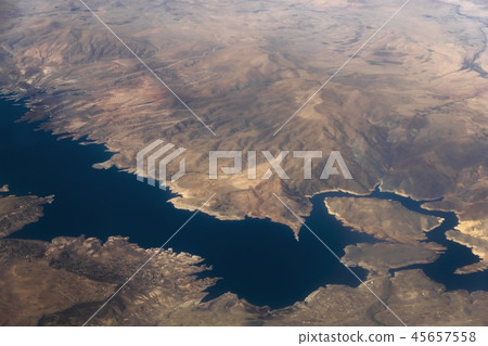 Top view of Kizilirmak river in Turkey 45657558