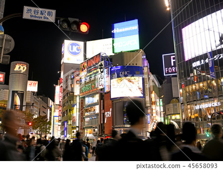 Tokyo cityscape in Japan I want to see the scrambled intersection of Shibuya (night view) Tokyo cityscape in Japan I want to see the scrambled intersection of Shibuya (night view) 45658093