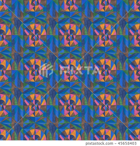 Watercolor hand painted ornament seamless pattern. Abstract geometric background for surface design Watercolor hand painted ornament seamless pattern. Abstract geometric background for surface design 45658403