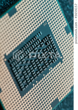 Close-up of CPU Chip Processor. Selective Focus 45659157