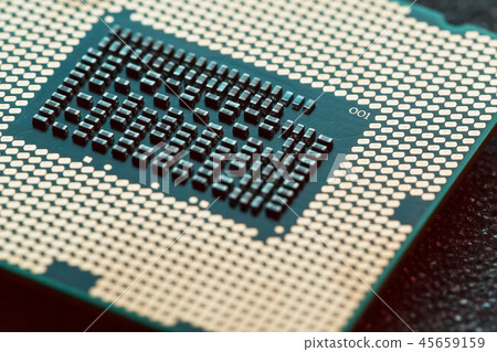 Close-up of CPU Chip Processor. Selective Focus 45659159