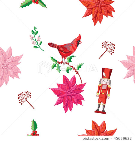 Seamless Pattern Christmas Decoration Poinsettia 45659622
