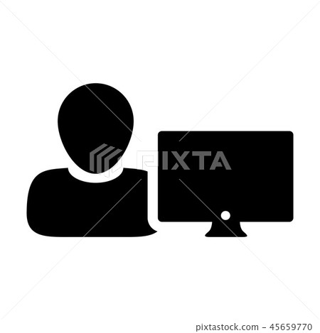 Internet icon vector male person user computer - Stock Illustration ...