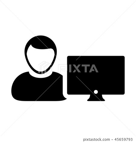 Client icon vector male person user computer sign - Stock Illustration ...