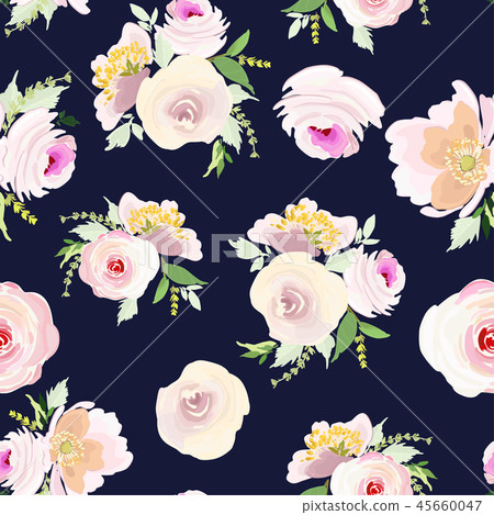 Vector seamless pattern with flower - Stock Illustration [45660047] - PIXTA