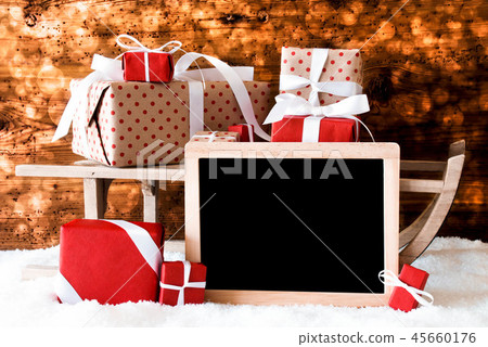 Sled With Gifts, Copy Space For Advertisement 45660176