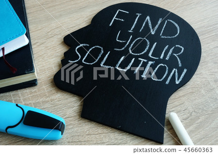 Find your solution written on head silhouette. 45660363