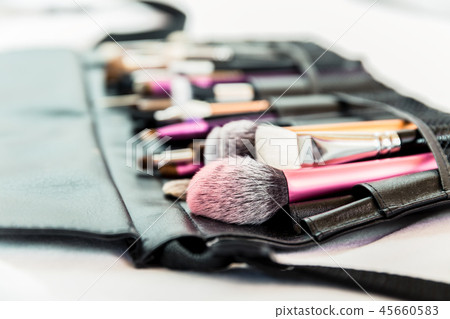 Set of different make-up used brushes 45660583