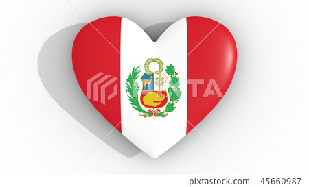 Heart in the colors of Peru flag, top. Heart in the colors of Peru flag, top. 45660987