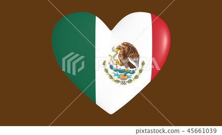 heart in the colors of Mexico flag, on a brown 45661039
