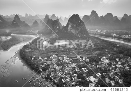 Lijiang River at sunset, China. 45661243