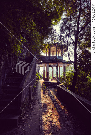 Mountain pagoda at sunset, China. 45661247