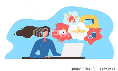 Travel Agency Consultant Working Online Vector 45663634