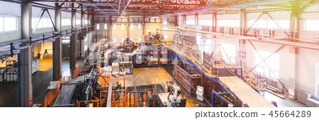Fiberglass production industry equipment at manufacture background Fiberglass production industry equipment at manufacture background 45664289