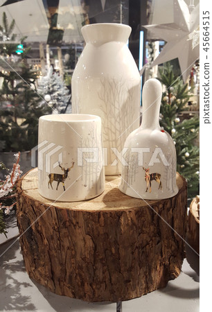 Christmas reindeer with golden reindeer and winter trees Christmas reindeer with golden reindeer and winter trees 45664515