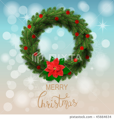 White card with Christmas wreath. Vector illustration. White card with Christmas wreath. Vector illustration. 45664634