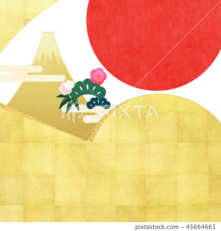 Background-Japanese-Japanese style-Japanese pattern-fan-gold leaf-Mt. Fuji-sunrise-Matsutake plum 45664661