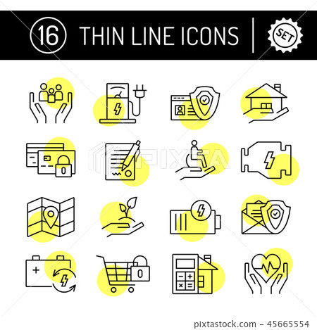 Thin line vector editable stroke icons set Thin line vector editable stroke icons set 45665554