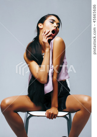 young beauty african american mulatto sensual woman with fashion 45665686